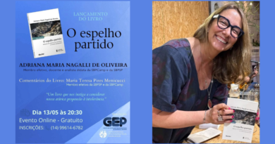 Lançamento do livro “O espelho partido”, de Adriana Maria Nagalli de Oliveira